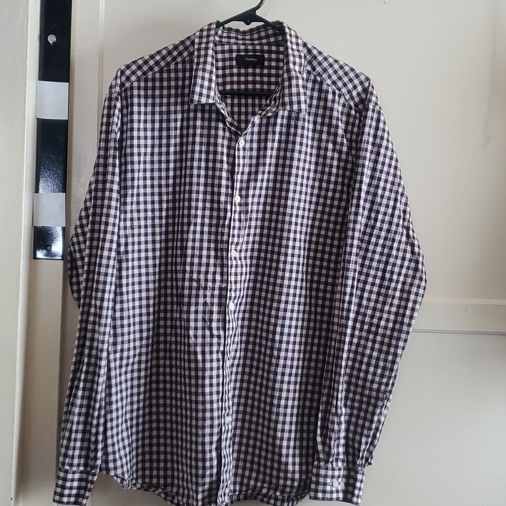 Theory 100% Cotton Flannel Plaid Long Sleeve Button Down Shirt Size XXL